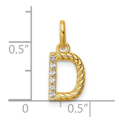 14K Yellow Gold 1/20 ct tw Diamond Initial D Pendant – view 4