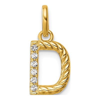 14K Yellow Gold 1/20 ct tw Diamond Initial D Pendant