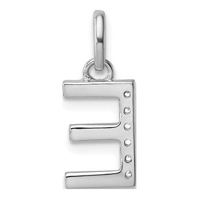 14K White Gold 1/20 ct tw Diamond Initial E Pendant – view 3