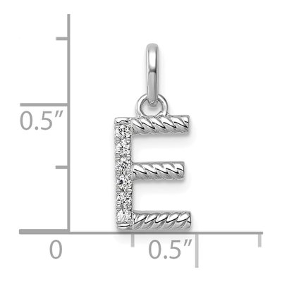 14K White Gold 1/20 ct tw Diamond Initial E Pendant – view 4