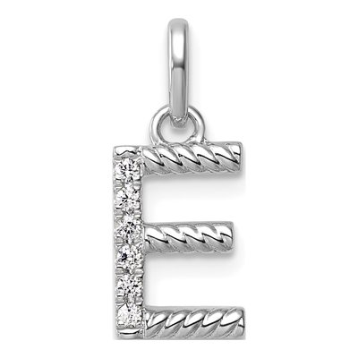14K White Gold 1/20 ct tw Diamond Initial E Pendant