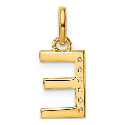 14K Yellow Gold 1/20 ct tw Diamond Initial E Pendant – view 3