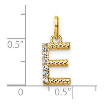 14K Yellow Gold 1/20 ct tw Diamond Initial E Pendant – view 4