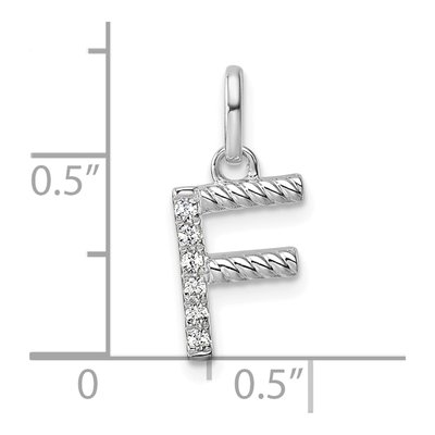 14K White Gold 1/20 ct tw Diamond Initial F Pendant – view 4