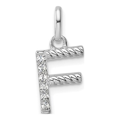 14K White Gold 1/20 ct tw Diamond Initial F Pendant