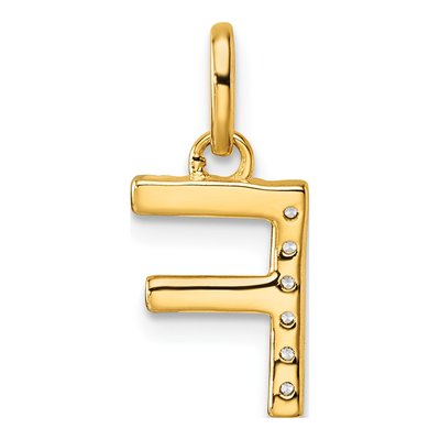 14K Yellow Gold 1/20 ct tw Diamond Initial F Pendant – view 3