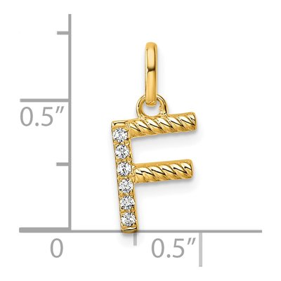 14K Yellow Gold 1/20 ct tw Diamond Initial F Pendant – view 4