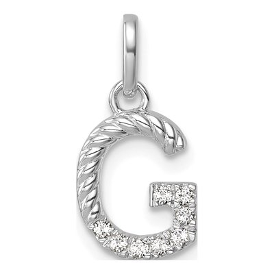 14K White Gold 1/15 ct tw Diamond Initial G Pendant