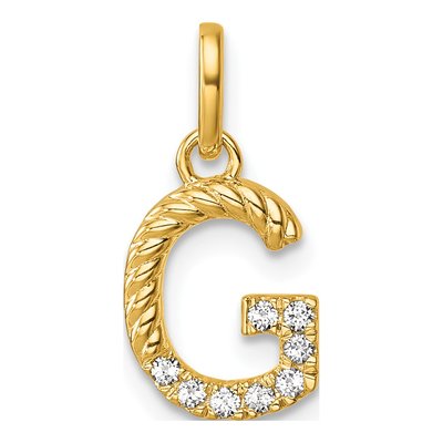 14K Yellow Gold 1/15 ct tw Diamond Initial G Pendant