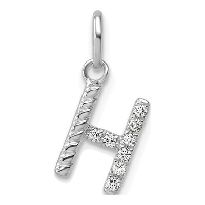 14K White Gold 1/15 ct tw Diamond Initial H Pendant