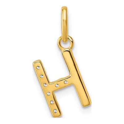 14K Yellow Gold 1/15 ct tw Diamond Initial H Pendant – view 3