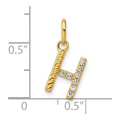 14K Yellow Gold 1/15 ct tw Diamond Initial H Pendant – view 4