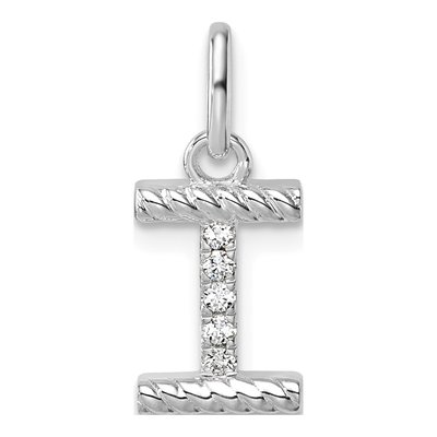 14K White Gold 1/20 ct tw Diamond Initial I Pendant