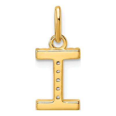14K Yellow Gold 1/20 ct tw Diamond Initial I Pendant – view 3
