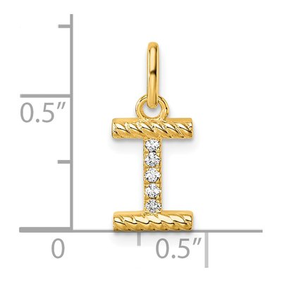 14K Yellow Gold 1/20 ct tw Diamond Initial I Pendant – view 4