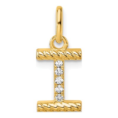 14K Yellow Gold 1/20 ct tw Diamond Initial I Pendant