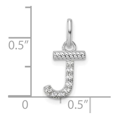 14K White Gold 1/15 ct tw Diamond Initial J Pendant – view 4
