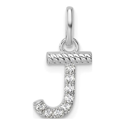 14K White Gold 1/15 ct tw Diamond Initial J Pendant