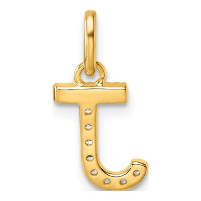 14K Yellow Gold 1/15 ct tw Diamond Initial J Pendant – view 3