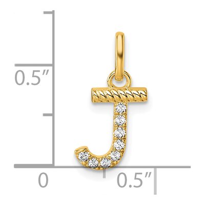 14K Yellow Gold 1/15 ct tw Diamond Initial J Pendant – view 4