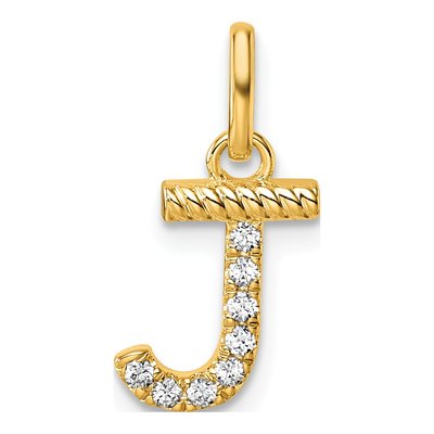 14K Yellow Gold 1/15 ct tw Diamond Initial J Pendant
