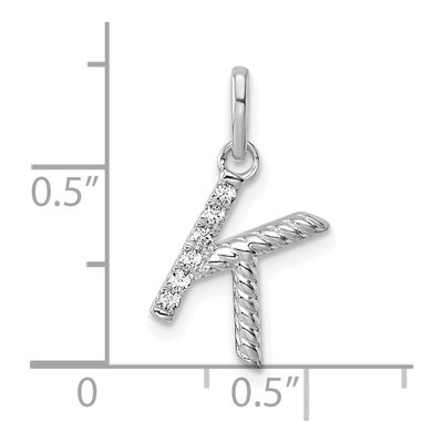14K White Gold 1/20 ct tw Diamond Initial K Pendant – view 4