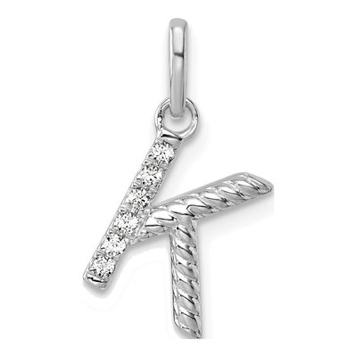 14K White Gold 1/20 ct tw Diamond Initial K Pendant