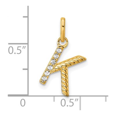14K Yellow Gold 1/20 ct tw Diamond Initial K Pendant – view 4