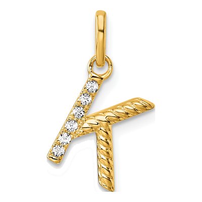 14K Yellow Gold 1/20 ct tw Diamond Initial K Pendant