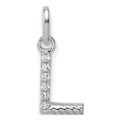 14K White Gold 1/20 ct tw Diamond Initial L Pendant