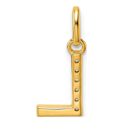 14K Yellow Gold 1/20 ct tw Diamond Initial L Pendant – view 3