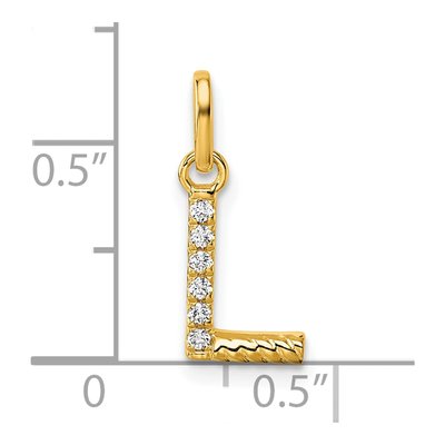 14K Yellow Gold 1/20 ct tw Diamond Initial L Pendant – view 4