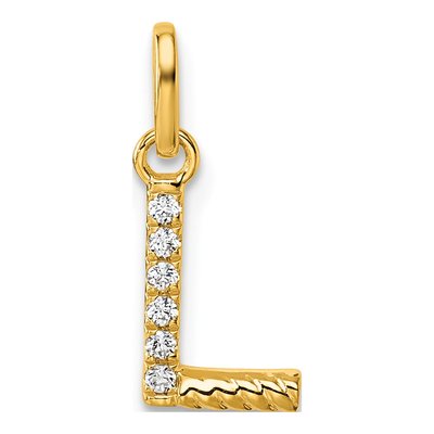 14K Yellow Gold 1/20 ct tw Diamond Initial L Pendant