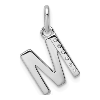 14K White Gold 1/20 ct tw Diamond Initial M Pendant – view 3