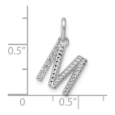 14K White Gold 1/20 ct tw Diamond Initial M Pendant – view 4