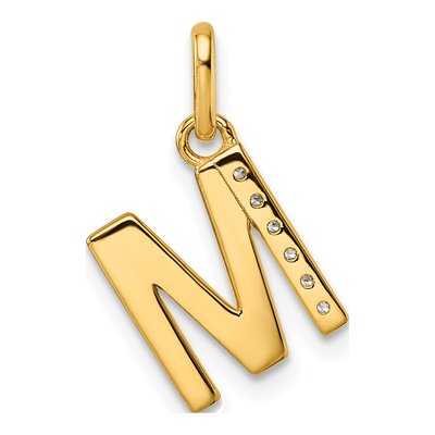 14K Yellow Gold 1/20 ct tw Diamond Initial M Pendant – view 3