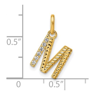 14K Yellow Gold 1/20 ct tw Diamond Initial M Pendant – view 4