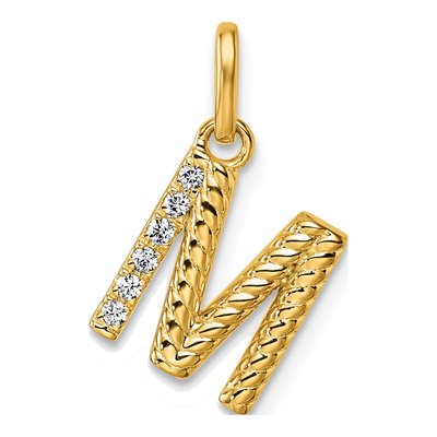 14K Yellow Gold 1/20 ct tw Diamond Initial M Pendant