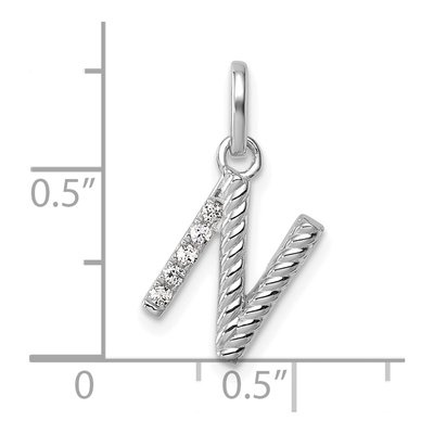 14K White Gold 1/20 ct tw Diamond Initial N Pendant – view 4