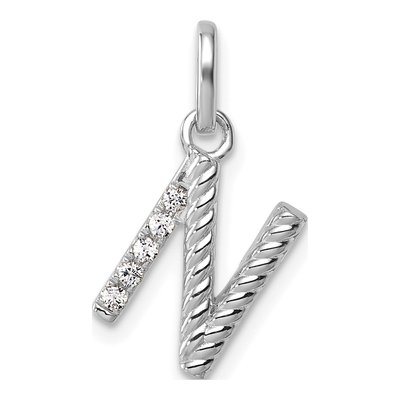 14K White Gold 1/20 ct tw Diamond Initial N Pendant