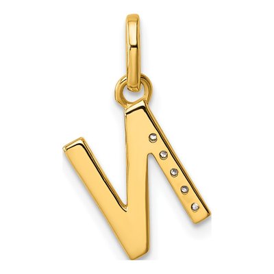 14K Yellow Gold 1/20 ct tw Diamond Initial N Pendant – view 3