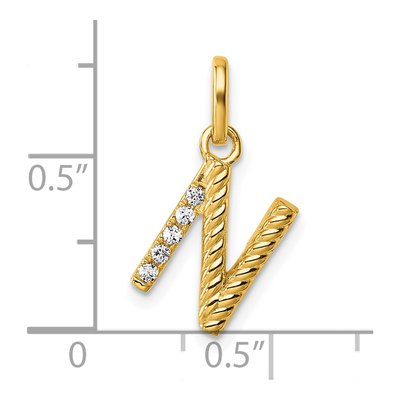 14K Yellow Gold 1/20 ct tw Diamond Initial N Pendant – view 4