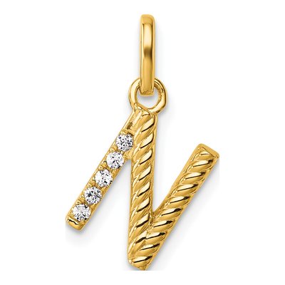 14K Yellow Gold 1/20 ct tw Diamond Initial N Pendant