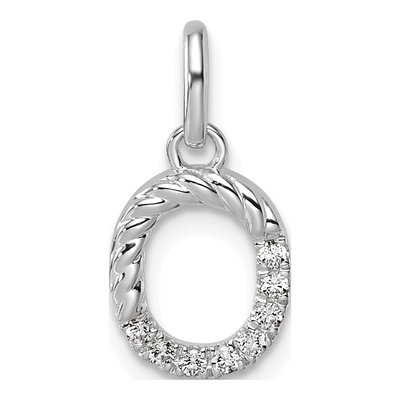 14K White Gold 1/15 ct tw Diamond Initial O Pendant