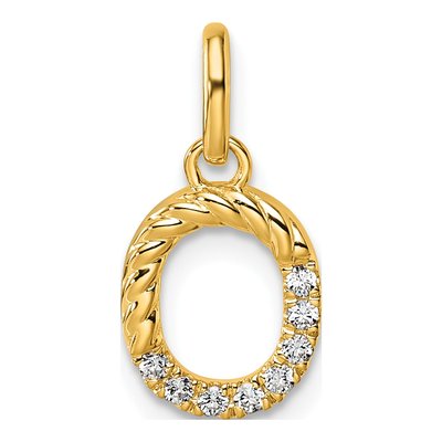 14K Yellow Gold 1/15 ct tw Diamond Initial O Pendant