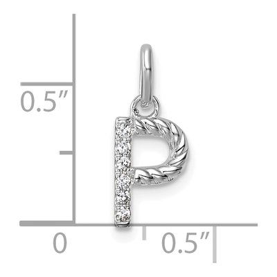 14K White Gold 1/20 ct tw Diamond Initial P Pendant – view 4
