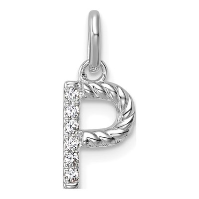 14K White Gold 1/20 ct tw Diamond Initial P Pendant
