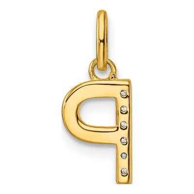 14K Yellow Gold 1/20 ct tw Diamond Initial P Pendant – view 3
