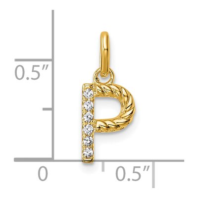 14K Yellow Gold 1/20 ct tw Diamond Initial P Pendant – view 4