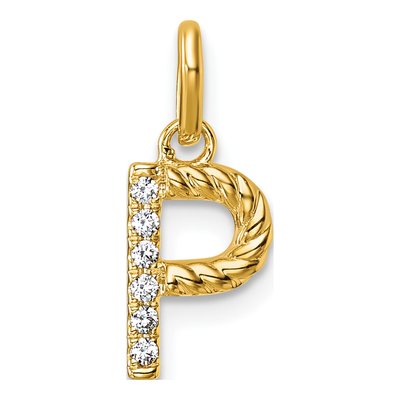 14K Yellow Gold 1/20 ct tw Diamond Initial P Pendant